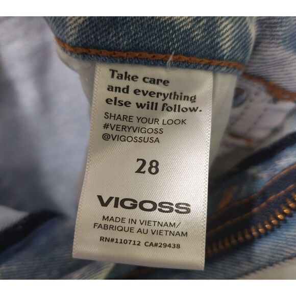 Vigoss Women's Stevie Crop Straight Jeans Light Wash~Distressed~Stretch~ Size 28 - Picture 8 of 16